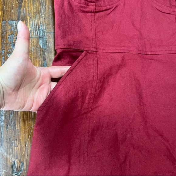 Urban Outfitters Women Angelique Belted Sleeveless Linen Mini Dress Red Size 2 - Picture 7 of 10
